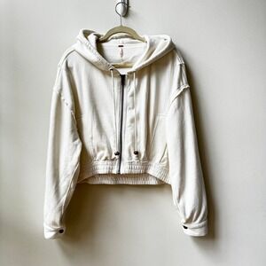 Free People Zip-up Hoodie Sweatshirt Jacket Cream SZ XS